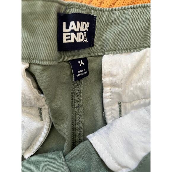 Lands' End green cargo pants 98% cotton 2% spandex 2 side pockets Size 14 - Picture 4 of 7